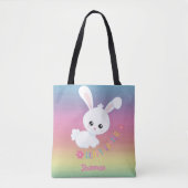 Rainbow Pastel Easter Bunny Child Personalisiert Tasche (Vorderseite)