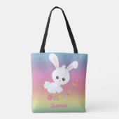 Rainbow Pastel Easter Bunny Child Personalisiert Tasche (Rückseite)