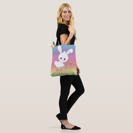 Rainbow Pastel Easter Bunny Child Personalisiert Tasche (Am Model)