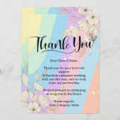 Rainbow Pastel Floral Small Business Apprecivation Dankeskarte (Vorne/Hinten)