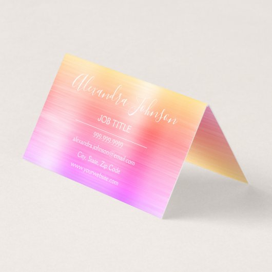 Rainbow Pastel Foil Modernes Business Visitenkarten (Rückseite)