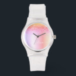Rainbow Pastel Girly Glitzer Metal Monogram Name Armbanduhr<br><div class="desc">Rainbow Pastel Imitate Foil Metallic Sparkle Glitzer gebürstete Metal Monogram Name Watch. Dies macht den perfekten Abschluss,  Geburtstag,  Hochzeit,  Brautparty,  Jubiläum,  Babydusche oder Junggeselinnen-Abschied Geschenk für jemanden,  die Lieben glamourösen Luxus und schicke Stile.</div>
