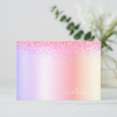 Rainbow Pastel Girly Glitzer Metal Monogram Name Dankeskarte (Stehend Vorderseite)