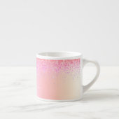 Rainbow Pastel Girly Glitzer Metal Monogram Name Espressotasse (Rechts)