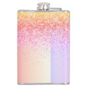 Rainbow Pastel Girly Glitzer Metal Monogram Name Flachmann (Rückseite)