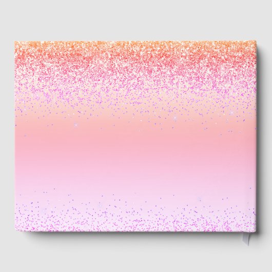 Rainbow Pastel Girly Glitzer Metal Monogram Name Gästebuch (Rückseite)