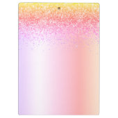 Rainbow Pastel Girly Glitzer Metal Monogram Name Klemmbrett (Rückseite)