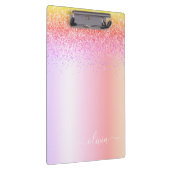 Rainbow Pastel Girly Glitzer Metal Monogram Name Klemmbrett (Rechts)