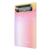 Rainbow Pastel Girly Glitzer Metal Monogram Name Mini Klemmbrett (Gewinkelt2)