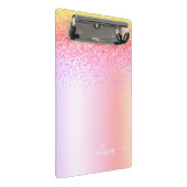 Rainbow Pastel Girly Glitzer Metal Monogram Name Mini Klemmbrett (Schrägansicht)