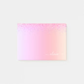 Rainbow Pastel Girly Glitzer Metal Monogram Name Post-it Klebezettel (Vorderseite)