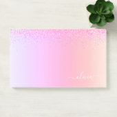 Rainbow Pastel Girly Glitzer Metal Monogram Name Post-it Klebezettel (Büro)