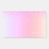 Rainbow Pastel Girly Glitzer Metal Monogram Name Post-it Klebezettel (Vorderseite)