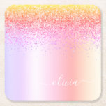 Rainbow Pastel Girly Glitzer Metal Monogram Name Rechteckiger Pappuntersetzer<br><div class="desc">Rainbow Pastel Imitate Foil Metallic Sparkle Glitzer gebürstete Metal Monogram Name Paper Untersetzer. Dies macht den perfekten Abschluss,  Geburtstag,  Hochzeit,  Brautparty,  Jubiläum,  Babydusche oder Junggeselinnen-Abschied Geschenk für jemanden,  die Lieben glamourösen Luxus und schicke Stile.</div>