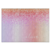 Rainbow Pastel Girly Glitzer Metal Monogram Name