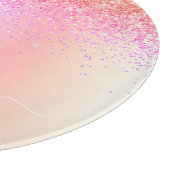 Rainbow Pastel Girly Glitzer Metal Monogram Name Schneidebrett (Ecke)