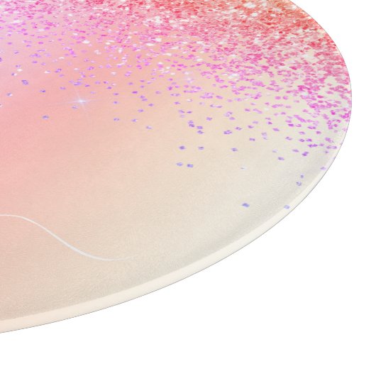 Rainbow Pastel Girly Glitzer Metal Monogram Name Schneidebrett (Ecke)