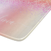 Rainbow Pastel Girly Glitzer Metal Monogram Name Schneidebrett (Ecke)