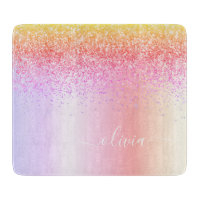 Rainbow Pastel Girly Glitzer Metal Monogram Name