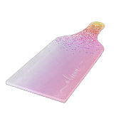 Rainbow Pastel Girly Glitzer Metal Monogram Name Schneidebrett (Ecke)