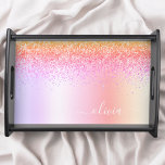 Rainbow Pastel Girly Glitzer Metal Monogram Name Serviertablett<br><div class="desc">Rainbow Pastel Imitate Foil Metallic Sparkle Glitzer gebürstetes Metal Monogram Name Place Serviertablett. Dies macht den perfekten Abschluss,  Geburtstag,  Hochzeit,  Brautparty,  Jubiläum,  Babydusche oder Junggeselinnen-Abschied Geschenk für jemanden,  die Lieben glamourösen Luxus und schicke Stile.</div>