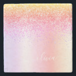 Rainbow Pastel Girly Glitzer Metal Monogram Name Steinuntersetzer<br><div class="desc">Rainbow Pastel Imitats Foil Metallic Sparkle Glitzer gebürstetes Metal Monogramm Name Stone Tile. Das macht den perfekten Abschluss,  süßen 16 Geburtstag,  Hochzeit,  Brautparty,  Jubiläum,  Babydusche oder Junggeselinnen-Abschied Geschenk für jemanden,  die Lieben glamourösen Luxus und schicke Stile.</div>