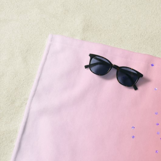 Rainbow Pastel Girly Glitzer Metal Monogram Name Strandtuch (Beispiel)