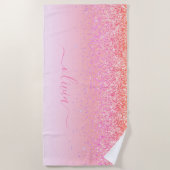 Rainbow Pastel Girly Glitzer Metal Monogram Name Strandtuch (Vorderseite)
