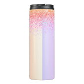 Rainbow Pastel Girly Glitzer Metal Monogram Name Thermosbecher (Rückseite)