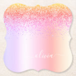 Rainbow Pastel Girly Glitzer Metal Monogram Name Untersetzer<br><div class="desc">Rainbow Pastel Imitate Foil Metallic Sparkle Glitzer gebürstete Metal Monogram Name Paper Untersetzer. Dies macht den perfekten Abschluss,  Geburtstag,  Hochzeit,  Brautparty,  Jubiläum,  Babydusche oder Junggeselinnen-Abschied Geschenk für jemanden,  die Lieben glamourösen Luxus und schicke Stile.</div>