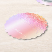 Rainbow Pastel Girly Glitzer Metal Monogram Name Untersetzer (angewinkelt)