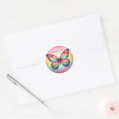 Rainbow Pastel Glitzer Butterfly - Danke - Runder Aufkleber (Umschlag)