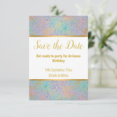 RAINBOW PASTEL GLITZER GOLD-ANTWORT-UAWG RSVP KARTE (Stehend Vorderseite)