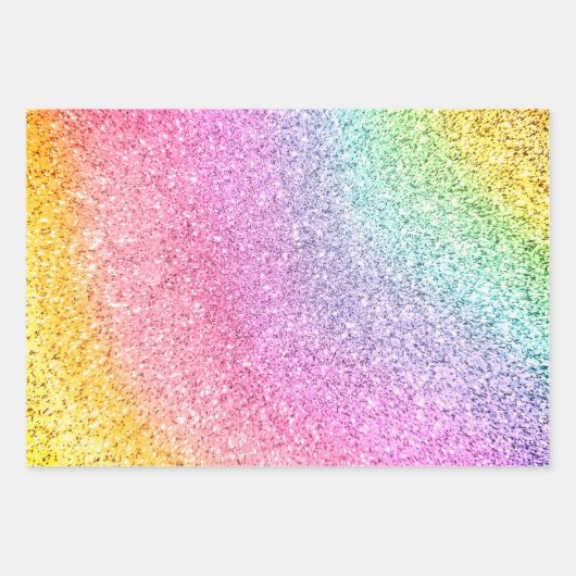 Rainbow Pastel Glitzer Muster Decoupage Geschenkpapier Set (Vorderseite 3)