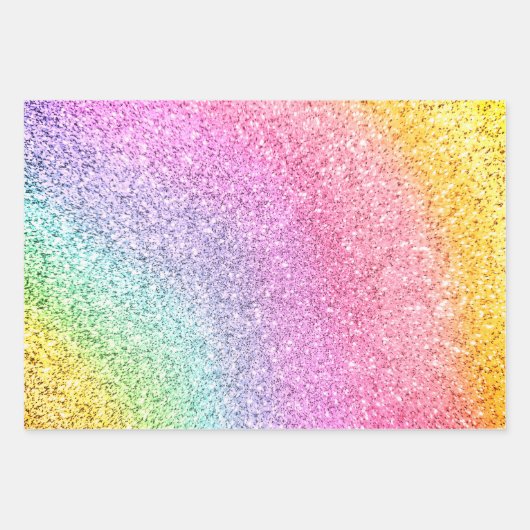 Rainbow Pastel Glitzer Muster Decoupage  Geschenkpapier Set (Vorderseite 2)