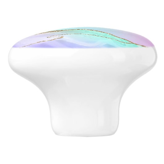 Rainbow Pastel Gold Agate Keramikknauf (Seitenansicht)