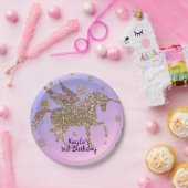 Rainbow Pastel Gold Dots Unicorn Geburtstagsparty Pappteller (Party)