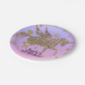 Rainbow Pastel Gold Dots Unicorn Geburtstagsparty Pappteller (Schrägansicht)