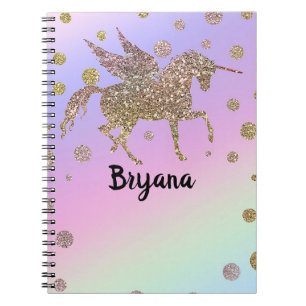 Rainbow Pastel Gold Dots Unicorn Trendy Girls Notizblock