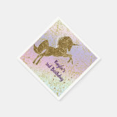 Rainbow Pastel Gold Glitzer Einhorn Sterne Party Serviette (Ecke)