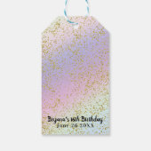 Rainbow Pastel Gold Glitzer Fantasy Birthday Party Geschenkanhänger (Rückseite)