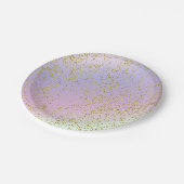 Rainbow Pastel Gold Glitzer Fantasy Birthday Party Pappteller (Schrägansicht)