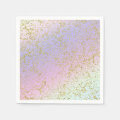 Rainbow Pastel Gold Glitzer Fantasy Birthday Party Serviette (Vorderseite)
