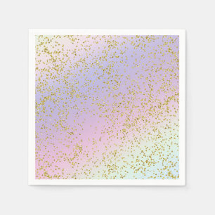 Rainbow Pastel Gold Glitzer Fantasy Birthday Party Serviette