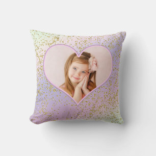 Rainbow Pastel Gold Glitzer Foto Kissen