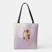 Rainbow Pastel Gold Glitzer Foto Tasche (Rückseite)