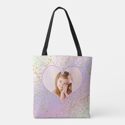 Rainbow Pastel Gold Glitzer Foto Tasche (Rückseite)
