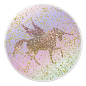 Rainbow Pastel Gold Glitzer Unicorn Keramikknauf