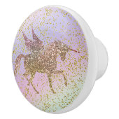Rainbow Pastel Gold Glitzer Unicorn Keramikknauf (Rechts)