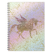 Rainbow Pastel Gold Glitzer Unicorn Notizblock (Vorderseite)
